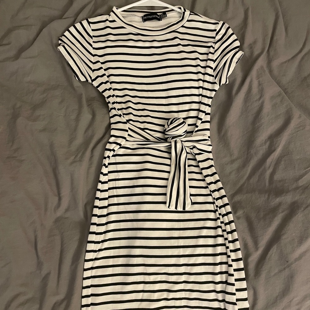 Front tie or back tie striped dress